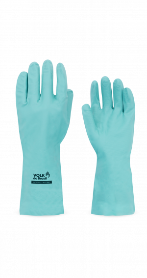 Luva Nitrílica Verde com Forro (Slim) - Volk do Brasil