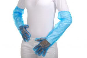 Luva Plástica Azul Cano Longo c/ Elástico